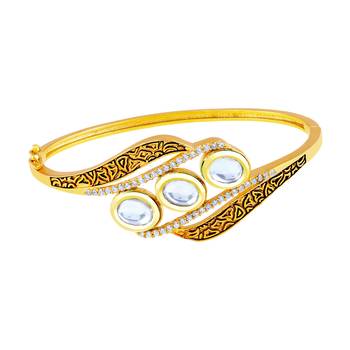 Classic Round Shape With Antique Work Gold Plated Ad Openable Kada For Women 1
