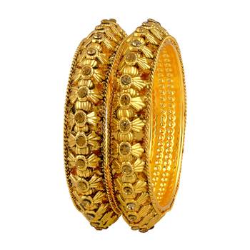 Incredible Traditional Gold Plated Lct Stone Bangles For Women 1