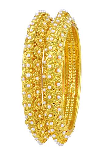 Glimmery Traditional Gold Plated Bangles For Women