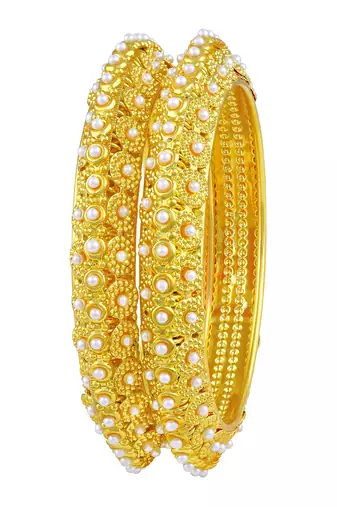 Glimmery Traditional Gold Plated Bangles For Women
