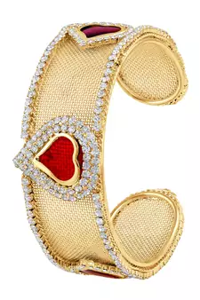 Artistically Fancy Gold Plated White Stone Kada For Women