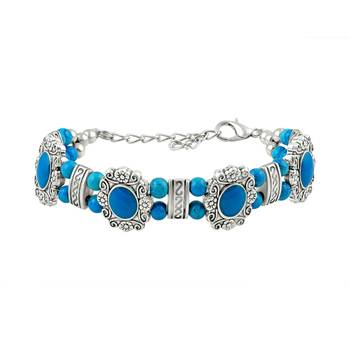 Delightful Blue Bead Silver Plated Bracelet For Women 1