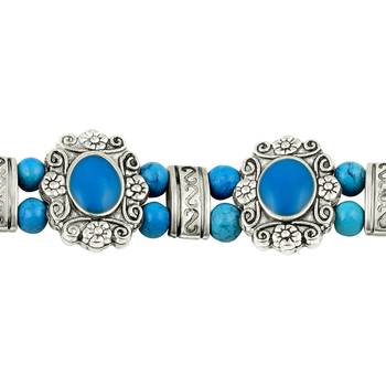Delightful Blue Bead Silver Plated Bracelet For Women 2