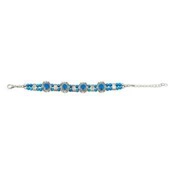 Delightful Blue Bead Silver Plated Bracelet For Women 3
