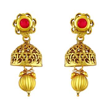 Modern Flower Shape Drop Jhumki Gold Plated Earring For Women 1