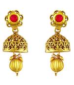 Modern Flower Shape Drop Jhumki Gold Plated Earring For Women