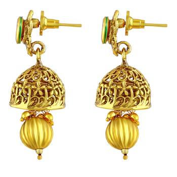 Modern Flower Shape Drop Jhumki Gold Plated Earring For Women 3