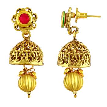 Modern Flower Shape Drop Jhumki Gold Plated Earring For Women 4
