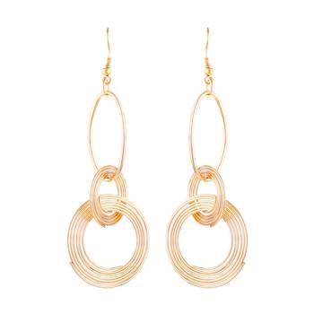 Sleek 3 Round Shape Gold Plated Drop Earring For Women 1