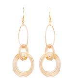 Sleek 3 Round Shape Gold Plated Drop Earring For Women