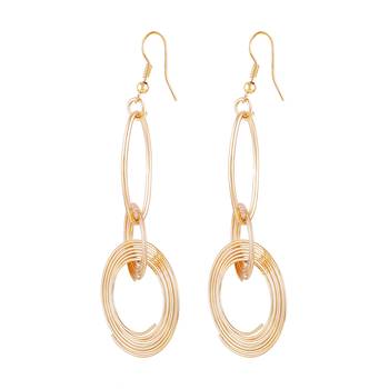 Sleek 3 Round Shape Gold Plated Drop Earring For Women 3