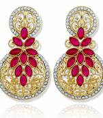 Resplendent Round Stone Filigree Gold Plated Drop Earring For Women