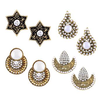Designer Stud Gold Plated Combo Of 4 Earring For Women 1