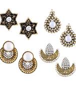 Designer Stud Gold Plated Combo Of 4 Earring For Women