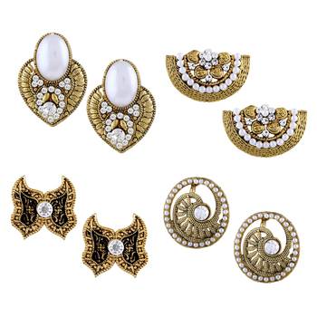 Splendid Stud Gold Plated Combo Of 4 Earring For Women 1