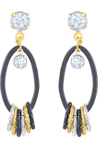 Stylish White Stone Gold Plated Dangle Earring For Women