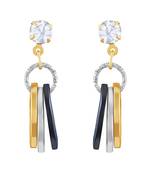 Modern White Stone Gold Plated Dangle Earring For Women