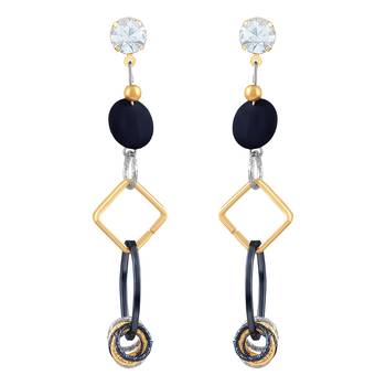 Fancy White Stone Gold Plated Dangle Earring For Women 1