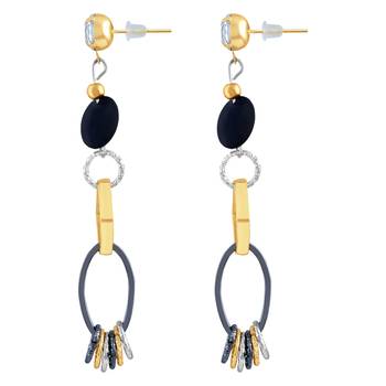 Fancy White Stone Gold Plated Dangle Earring For Women 2