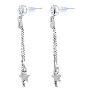 Stylish White Stone Rhodium Plated Dangle Earring For Women 2