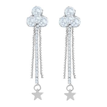 Classy White Stone Rhodium Plated Dangle Earring For Women 1