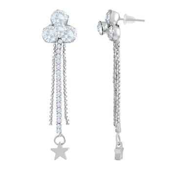 Classy White Stone Rhodium Plated Dangle Earring For Women 3