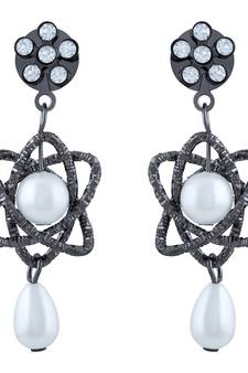 Fancy White Stone Oxidised Dangle Earring For Women