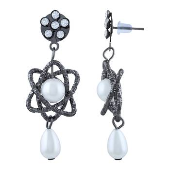 Fancy White Stone Oxidised Dangle Earring For Women 3
