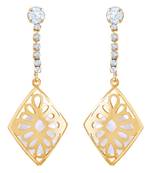 Fancy White Stone Gold Plated Dangle Earring For Women