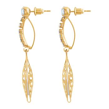 Fancy White Stone Gold Plated Dangle Earring For Women 2