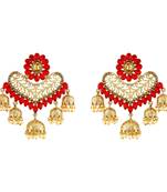 Ethnic Red Kundan Gold Plated Jhumki Earring For Women