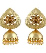 Pretty Cream Kundan Gold Plated Jhumki Earring For Women