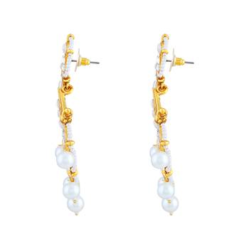 Fancy White Kundan Gold Plated Dangle Earring For Women 2