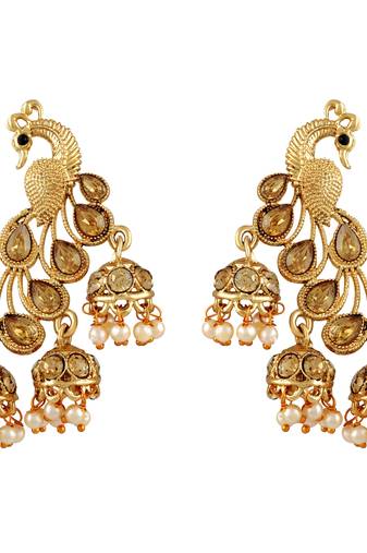 Fancy Gold Kundan Gold Plated Jhumki Earring For Women