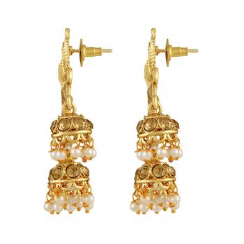 Fancy Gold Kundan Gold Plated Jhumki Earring For Women 2