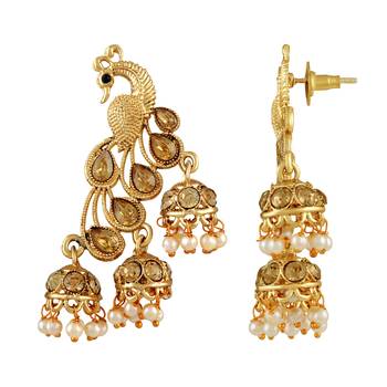 Fancy Gold Kundan Gold Plated Jhumki Earring For Women 3