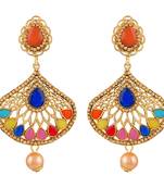 Pretty Multy Color Kundan Gold Plated Dangle Earring For Women