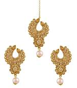Modern Lct Stone Gold Plated Chandbali Earring With Maang Tikka For Women