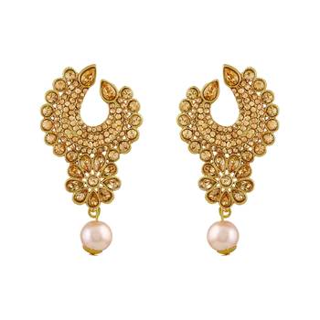 Modern Lct Stone Gold Plated Chandbali Earring With Maang Tikka For Women 2