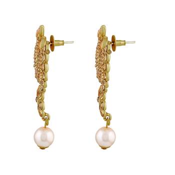 Modern Lct Stone Gold Plated Chandbali Earring With Maang Tikka For Women 5