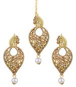 Royal Lct Stone Gold Plated Dangle Earring With Maang Tikka For Women