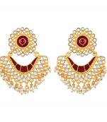Fancy White Kundan Gold Plated Chandbali Earring For Women