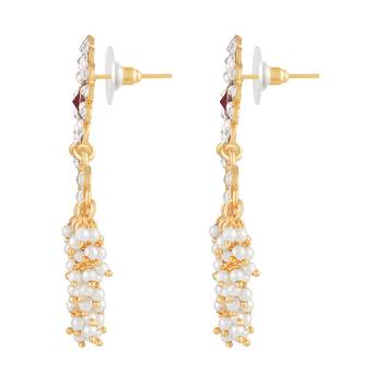 Fancy White Kundan Gold Plated Chandbali Earring For Women 2