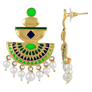 Charming White Stone Gold Plated Dangle Earring For Women 3