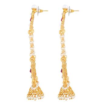 Delightful White Stone Gold Plated Jhumki Earring For Women 2