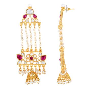Delightful White Stone Gold Plated Jhumki Earring For Women 3