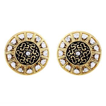 Bewitching Round Shape Filigiree Design Gold Plated Stud Earring For Women 1