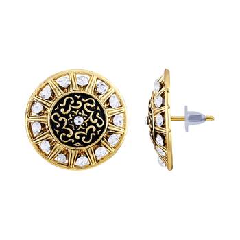 Bewitching Round Shape Filigiree Design Gold Plated Stud Earring For Women 3