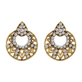 Ravishing Round Shape Gold Plated Dangle Earring For Women 1