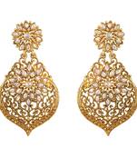 Fancy Flower Shape Gold Plated Dangle Earring For Women